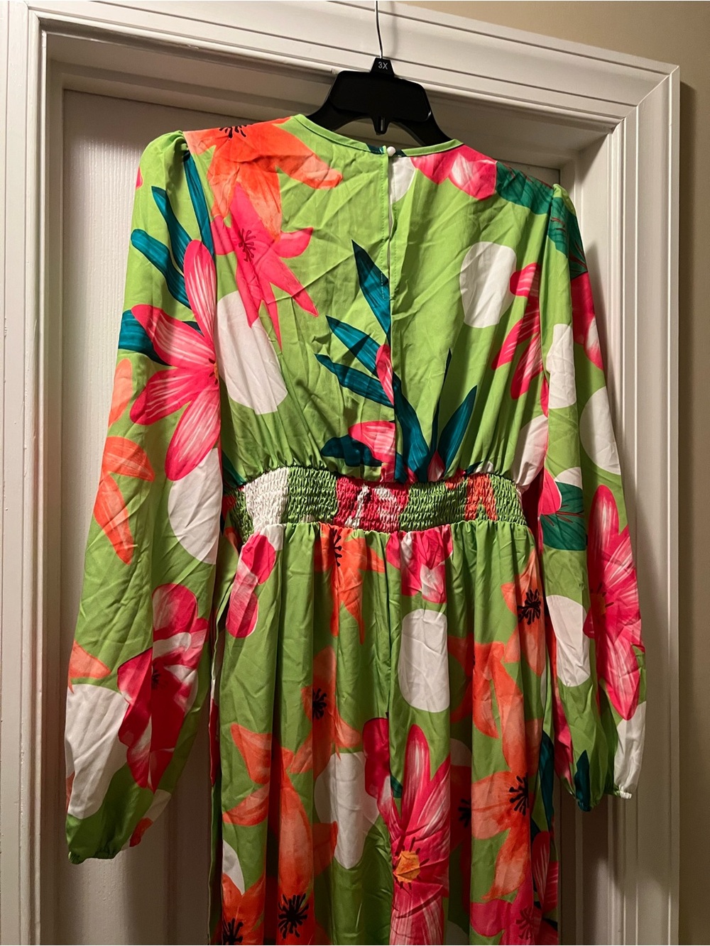SHEIN Lime Green jumpsuit with Pink & Orange Floral Print - Picture 2 of 7
